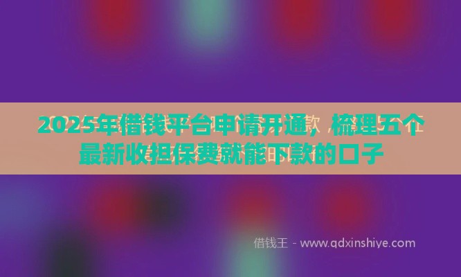 2025年借钱平台申请开通，梳理五个最新收担保费就能下款的口子