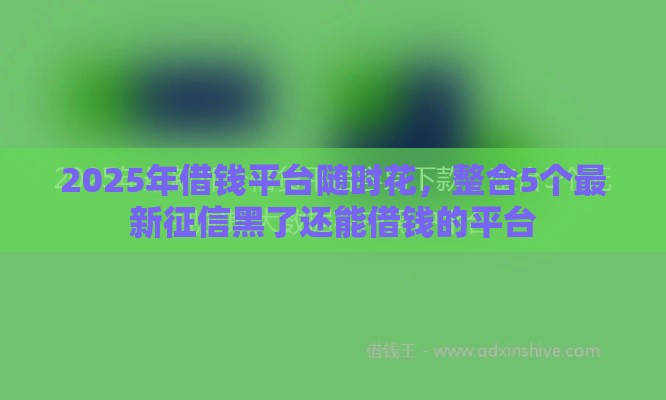 2025年借钱平台随时花，整合5个最新征信黑了还能借钱的平台