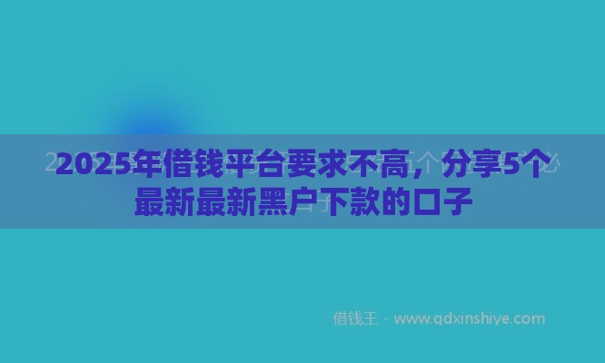 2025年借钱平台要求不高，分享5个最新最新黑户下款的口子
