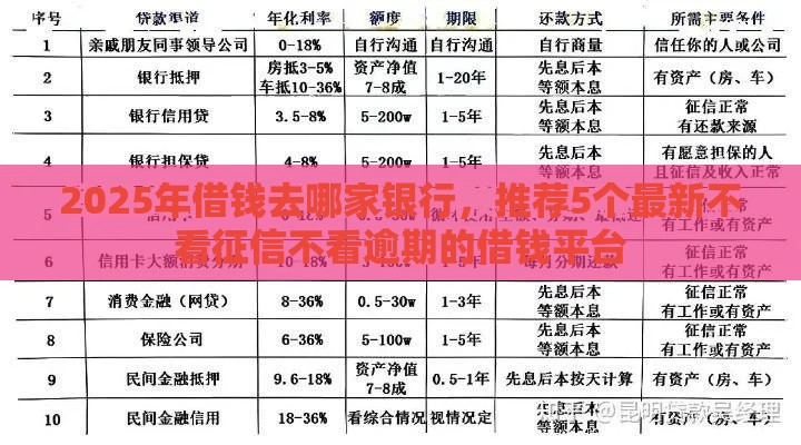 2025年借钱去哪家银行,推荐5个最新不看征信不看逾期的借钱平台 2025年借钱去哪家银行,推荐5个最新不看征信不看逾期的借钱平台