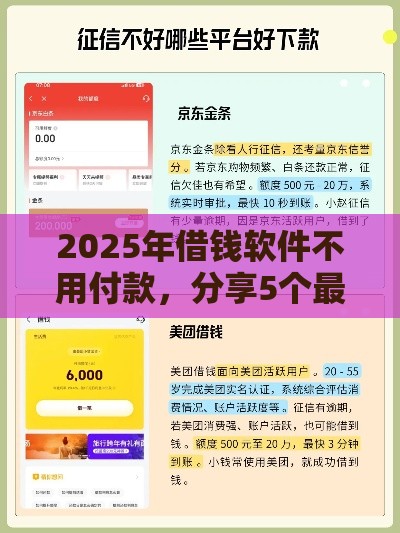 2025年借钱软件不用付款，分享5个最新最好的借钱平台