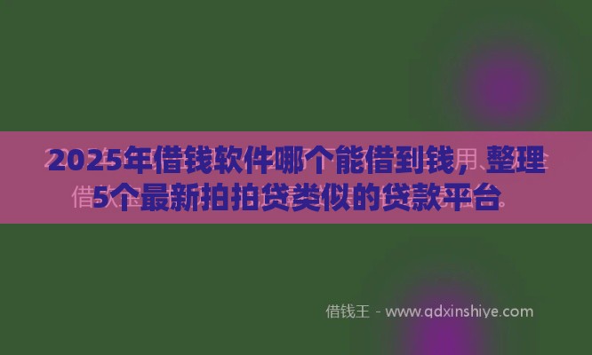 2025年借钱软件哪个能借到钱，整理5个最新拍拍贷类似的贷款平台