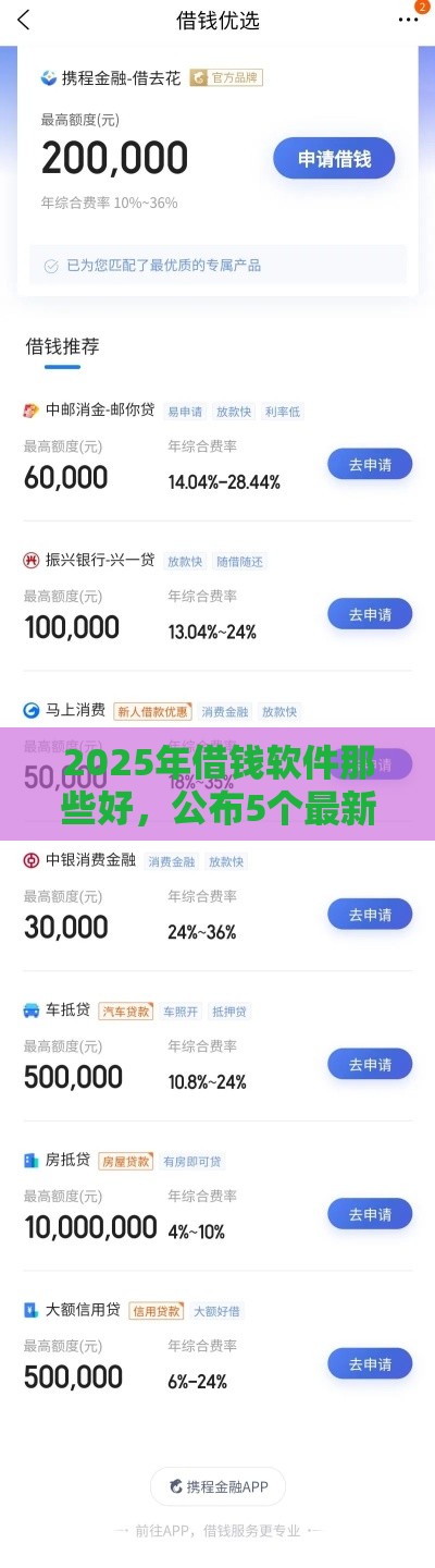 2025年借钱软件那些好，公布5个最新平台好下款