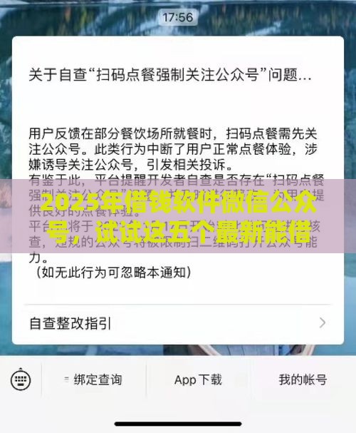 2025年借钱软件微信公众号，试试这五个最新能借20000的贷款平台
