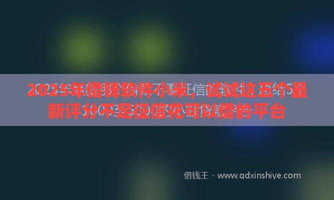 2025年借钱软件小米，试试这五个最新评分不足征信花可以借的平台