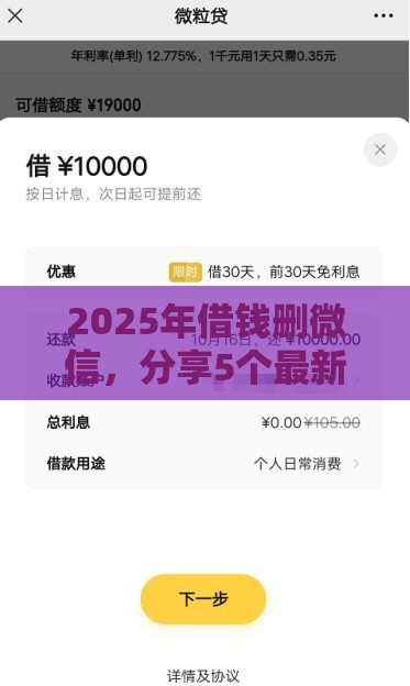 2025年借钱删微信，分享5个最新个体户贷款平台