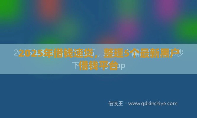 2025年借钱速贷，整理5个最新黑户借钱平台