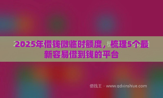2025年借钱微临时额度，梳理5个最新容易借到钱的平台