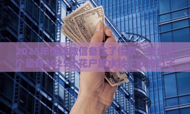 2025年借钱微信备注了借款，整合五个最新2025大花户放水秒下款的口子