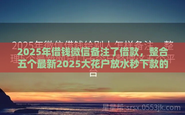 2025年借钱微信备注了借款，整合五个最新2025大花户放水秒下款的口子