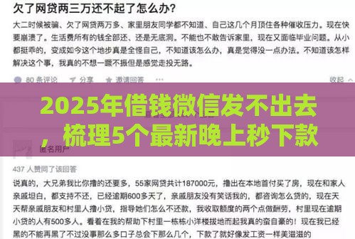 2025年借钱微信发不出去，梳理5个最新晚上秒下款的高炮口子