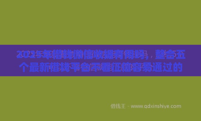 2025年借钱微信收据有用吗，整合五个最新借钱平台不看征信容易通过的