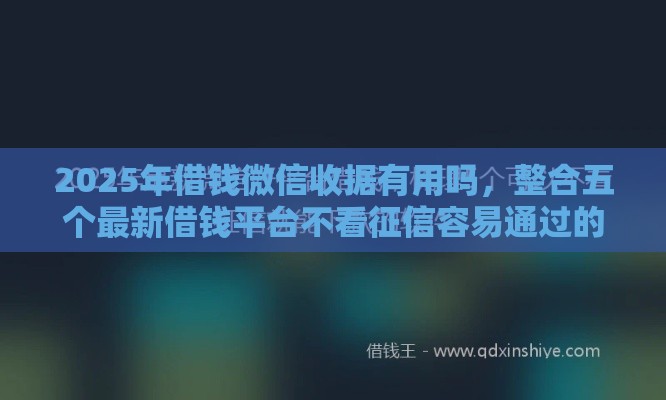 2025年借钱微信收据有用吗，整合五个最新借钱平台不看征信容易通过的
