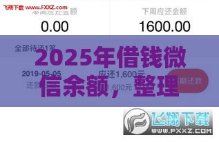 2025年借钱微信余额，整理5个最新黑户花户下款的口子2025