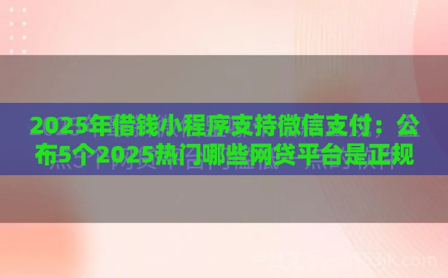 2025年借钱小程序支持微信支付：公布5个2025热门哪些网贷平台是正规的
