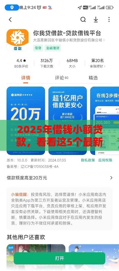 2025年借钱小额贷款，看看这5个最新容易贷款平台
