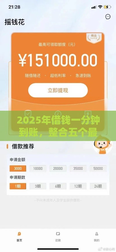 2025年借钱一分钟到账，整合五个最新极优花贷款平台
