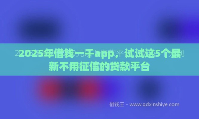 2025年借钱一千app，试试这5个最新不用征信的贷款平台