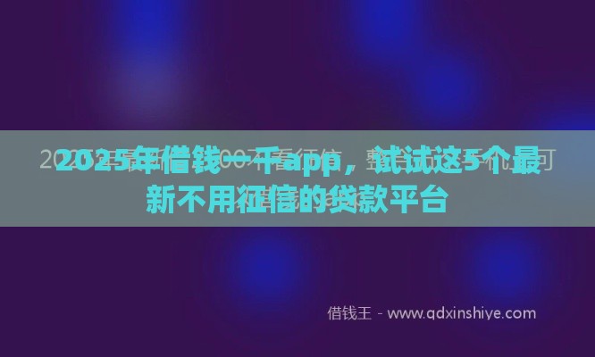 2025年借钱一千app，试试这5个最新不用征信的贷款平台