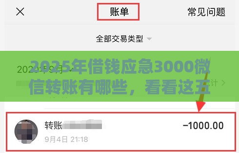 2025年借钱应急3000微信转账有哪些，看看这五个最新和安逸花一样好下款的平台
