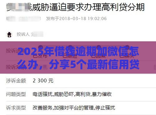 2025年借钱逾期加微信怎么办，分享5个最新信用贷款平台