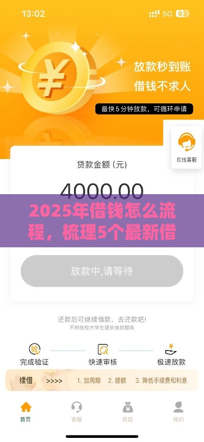 2025年借钱怎么流程，梳理5个最新借款平台贷款额度高