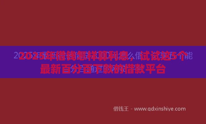 2025年借钱怎样算利息，试试这5个最新百分百下款的借款平台