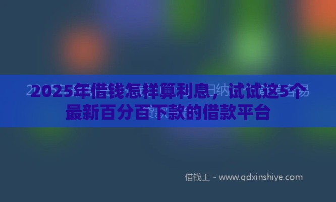 2025年借钱怎样算利息，试试这5个最新百分百下款的借款平台