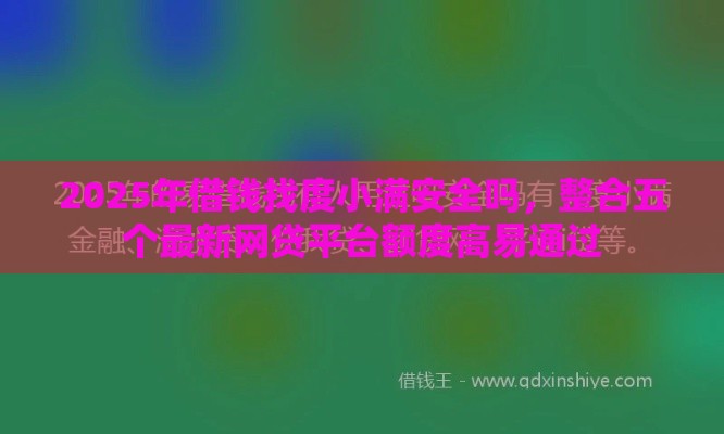2025年借钱找度小满安全吗，整合五个最新网贷平台额度高易通过