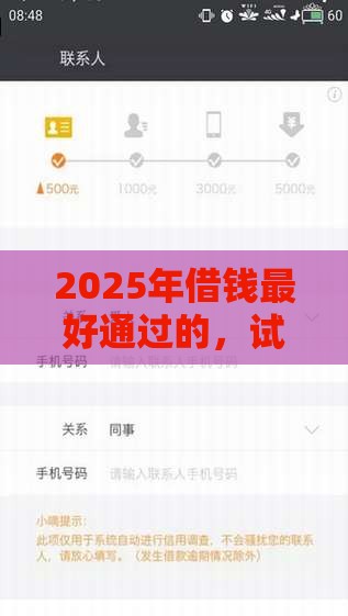 2025年借钱最好通过的，试试这5个最新黑户可以贷款的口子