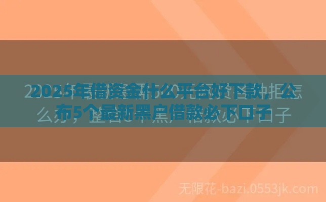 2025年借资金什么平台好下款，公布5个最新黑户借款必下口子