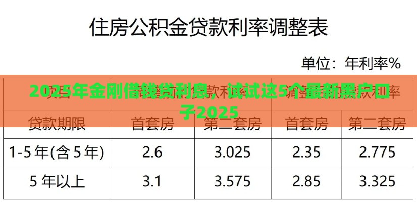 2025年金刚借钱贷利息，试试这5个最新黑户口子2025