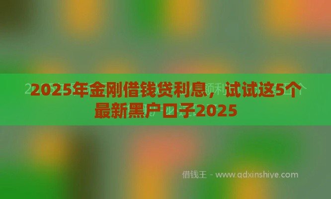2025年金刚借钱贷利息，试试这5个最新黑户口子2025