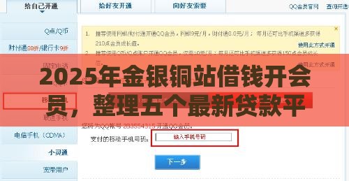 2025年金银铜站借钱开会员，整理五个最新贷款平台都