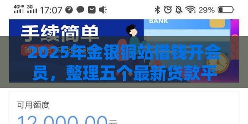 2025年金银铜站借钱开会员，整理五个最新贷款平台都