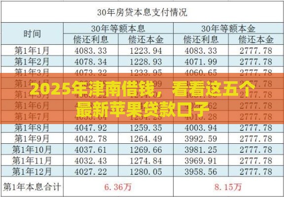 2025年津南借钱，看看这五个最新苹果贷款口子