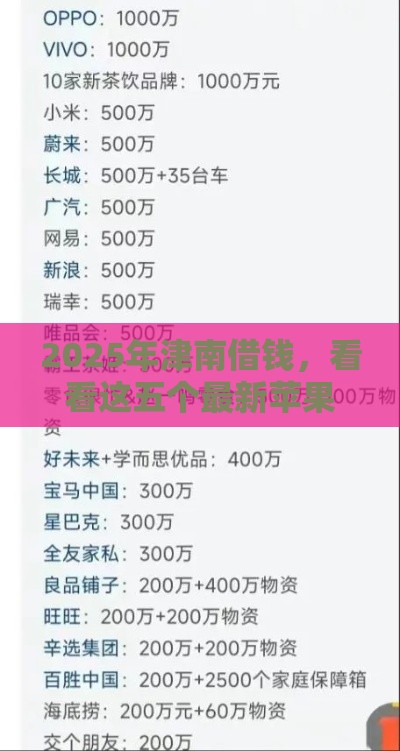 2025年津南借钱，看看这五个最新苹果贷款口子