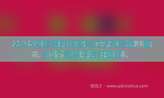 2025年锦鲤有钱系列口子有哪些，整合5个最新平台好贷款