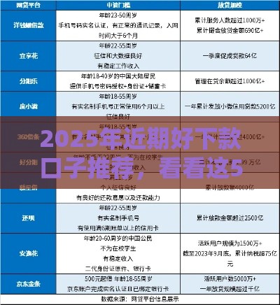 2025年近期好下款口子推荐，看看这5个最新高中生贷款平台