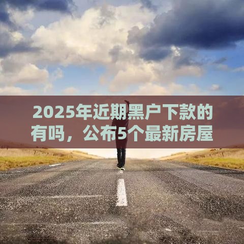 2025年近期黑户下款的有吗，公布5个最新房屋抵押贷款平台
