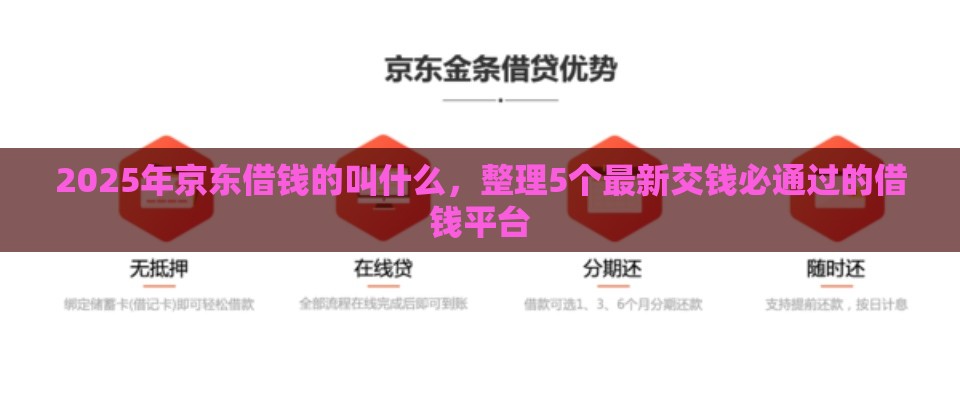 2025年京东借钱的叫什么，整理5个最新交钱必通过的借钱平台