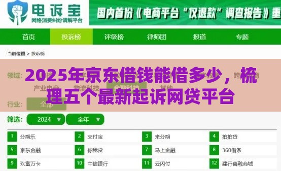 2025年京东借钱能借多少，梳理五个最新起诉网贷平台