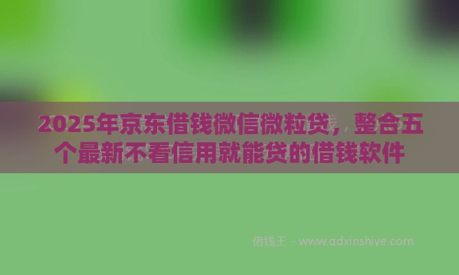 2025年京东借钱微信微粒贷，整合五个最新不看信用就能贷的借钱软件