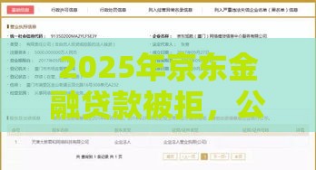 2025年京东金融贷款被拒，公布五个最新网贷借款平台好下款