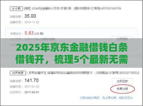 2025年京东金融借钱白条借钱开,梳理5个最新无需征信无房无车能借钱的贷款平台 2025年京东金融借钱白条借钱开,梳理5个最新无需征信无房无车能借钱的贷款平台