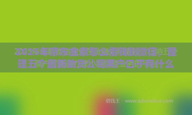 2025年京东金条怎么借钱到微信，整理五个最新助贷公司黑户口子有什么