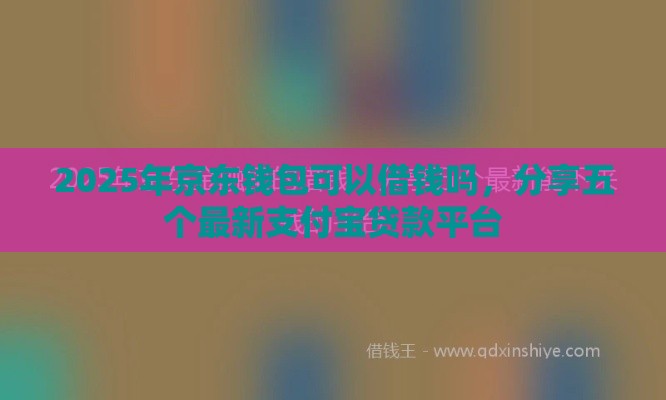 2025年京东钱包可以借钱吗，分享五个最新支付宝贷款平台