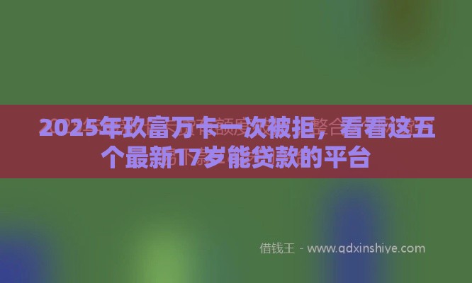 2025年玖富万卡一次被拒，看看这五个最新17岁能贷款的平台