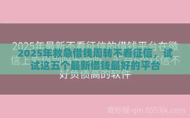 2025年救急借钱周转不看征信，试试这五个最新借钱最好的平台