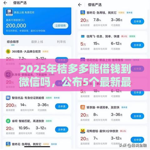 2025年桔多多能借钱到微信吗，公布5个最新最容易的贷款平台